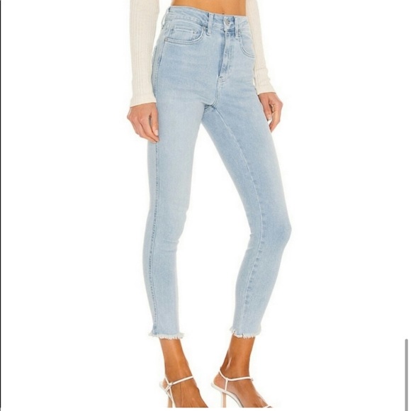 Free People We The Free High Rise Skinny Light Wash Jeans Raw Hem Size 30 - Picture 2 of 12